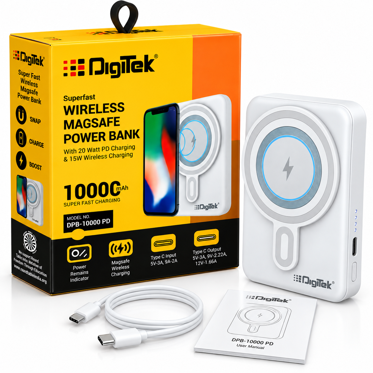 Snap. Charge. Go. – Digitek 10000mAh MagSafe Power Bank with 20W Fast Charging & 15W Wireless Power